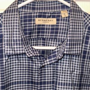 Burberry London Blue plaid Mens Button Down Sz XL